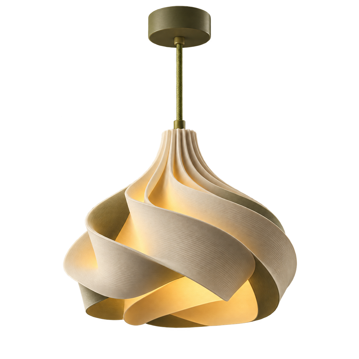 Folded 3D-printed ceiling pendant light